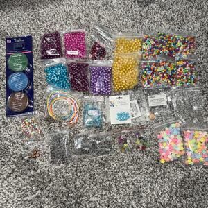 Mixed Lot Beads & Findings, Czech Glass Druk Beads, Glass Pearls, Cords, Acrylic